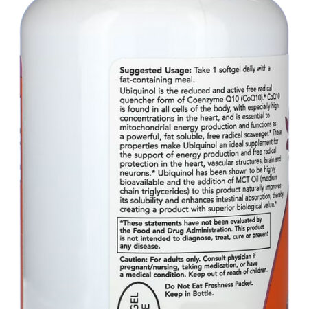 Ubiquinol 100mg Now Foods Forma Coq10 Ativa 120 Softgels 2un - Imagem 5