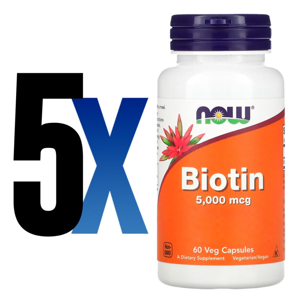 Biotina 5000mcg 60 Veg Cáps Importado 5un Now Foods - Imagem 2