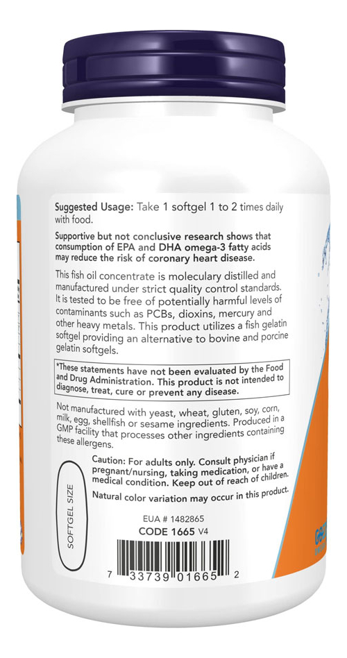 Ultra Omega-3 Now Foods 500/250 Fish Gelatin 180 Softg 5un - Imagem 5