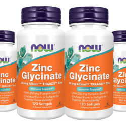 Glicinato De Zinco 30mg Nowfoods Zinc Glycinate 120softg 4un