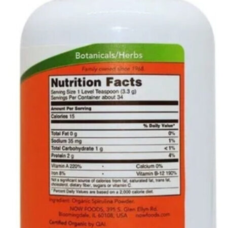 Spirulina Powder 113g - Now Sports Sabor Natural - Imagem 3