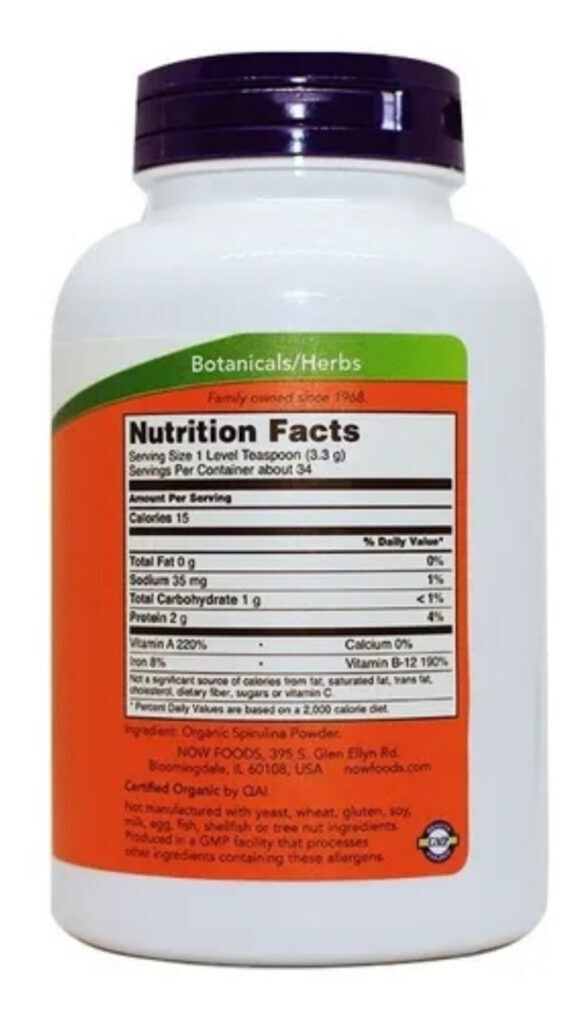 Spirulina Powder 113g - Now Sports Sabor Natural - Imagem 3
