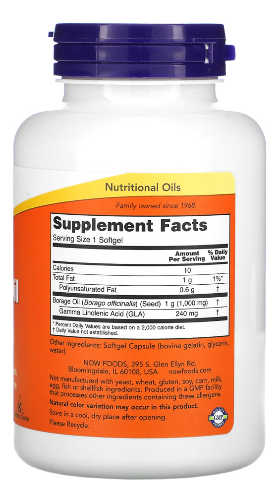 Óleo Borage 1000mg Now Foods Borragem 120soft Importado 3un - Imagem 3