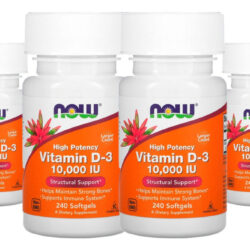 Now Foods Vitamina D3 250mcg Alta Potência 240 Softgels 4un