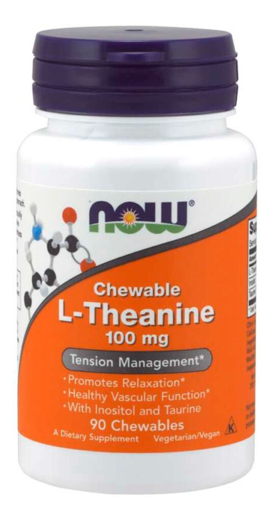 Teanina Now Foods 100mg 90 Mastigaveis C/ Inositol E Taurina Sabor Sem Sabor