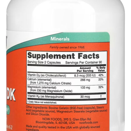 Cal-mag Dk Now Foods 180 Capsulas Importado 4un - Imagem 3
