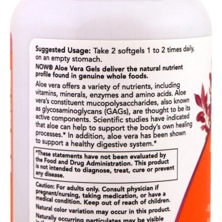 Aloe Vera 100mg Now Foods 250 Softgels Importado 5un - Imagem 4