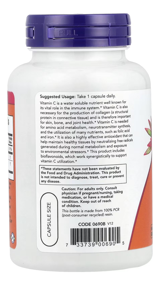 Vitamina C 1000mg Now Foods 100veg Caps - Imagem 3