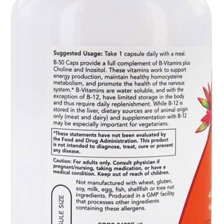 Vitamina B 50mg Now Foods Vitamin B-50 250 Veg Caps 3un - Imagem 5