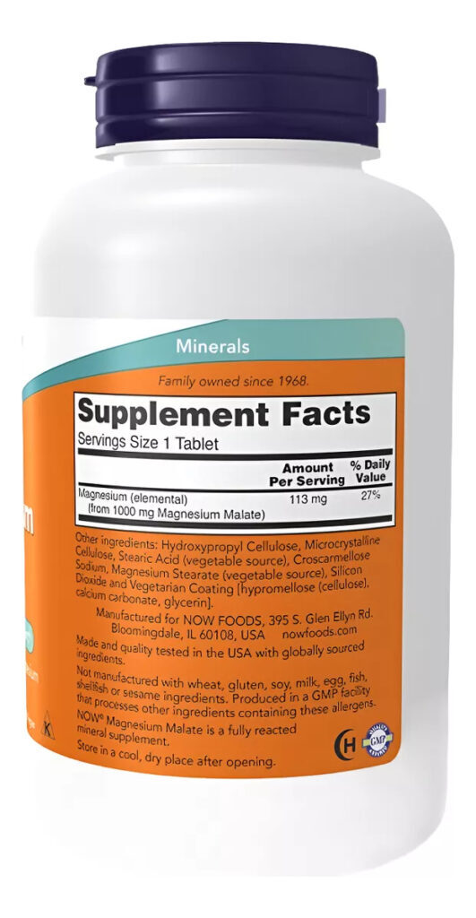 Magnésio Malato Now Foods 1000mg 180 Tabs - Imagem 2
