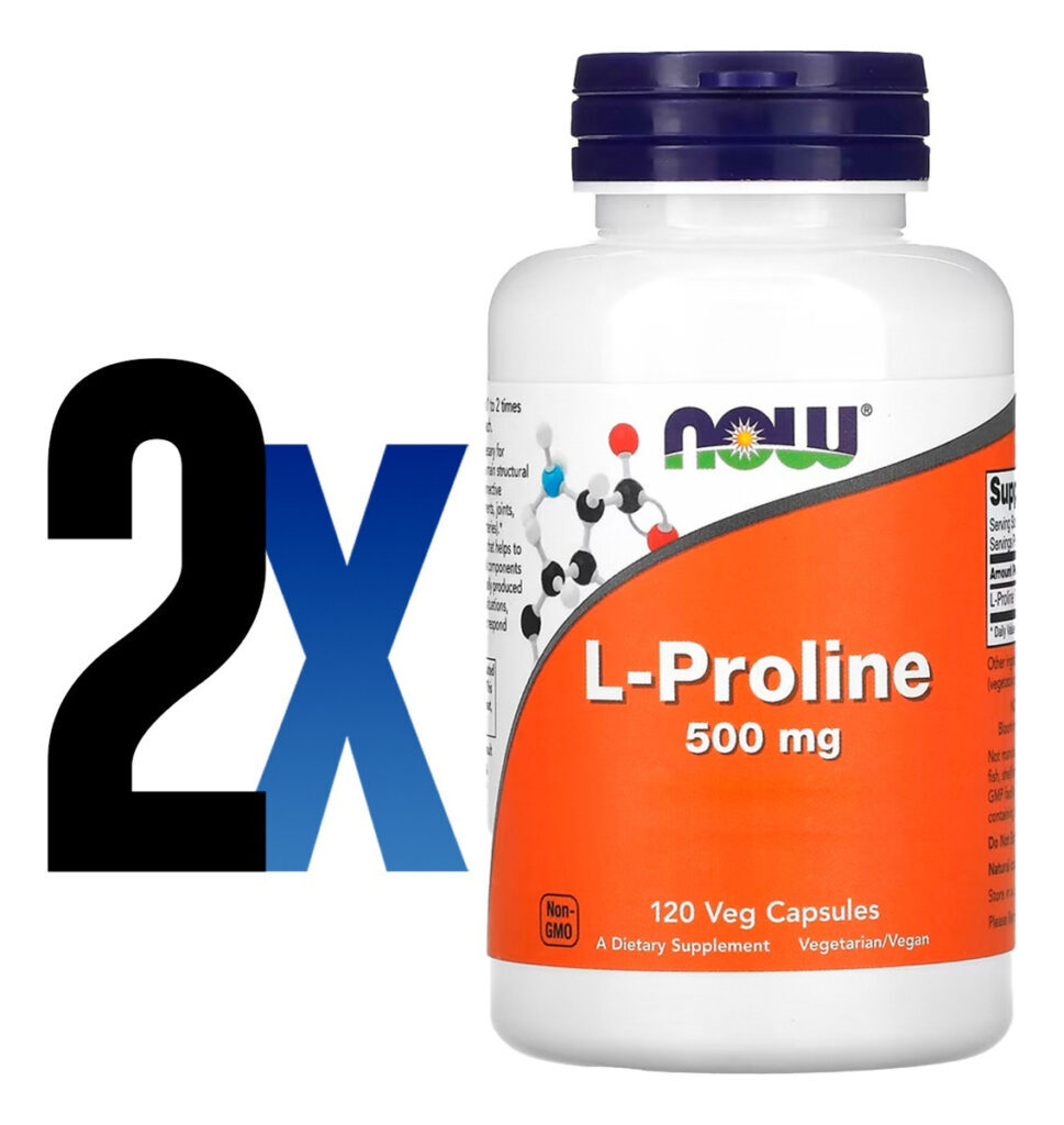 L-prolina 500mg 120 Veg Caps Importado 2un Now Foods - Imagem 2