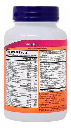 Multivitaminico Adam Now Foods P/ Homens 90 Veg Caps Sabor Sem Sabor - Imagem 2
