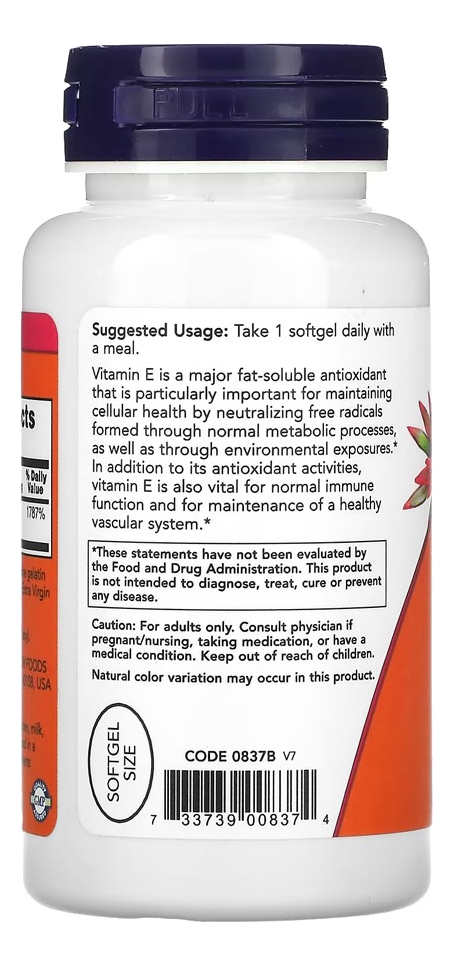 Vitamina E-400 268mg 100 Softgels Importado 2un Now Foods - Imagem 4