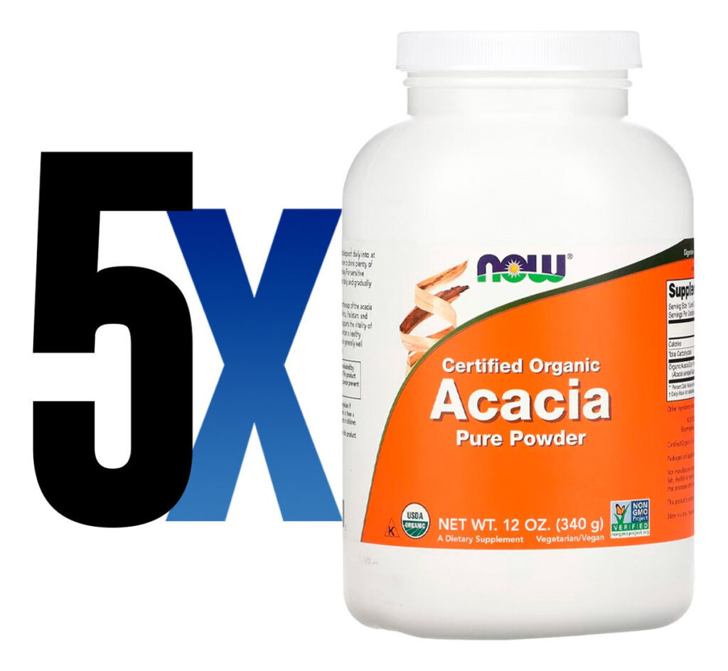 Acácia Pó Orgânico 340g Puro Importado 5un Now Foods - Imagem 2