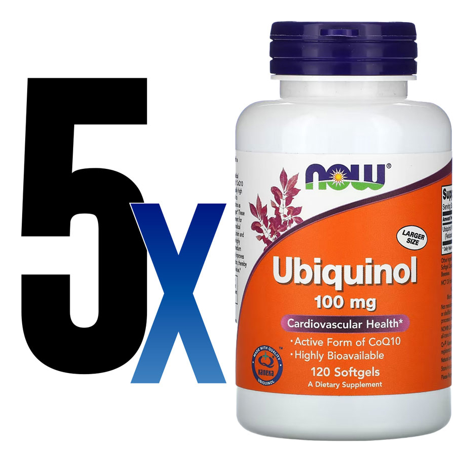 Ubiquinol 100mg Now Foods Forma Coq10 Ativa 120 Softgels 5un - Imagem 2
