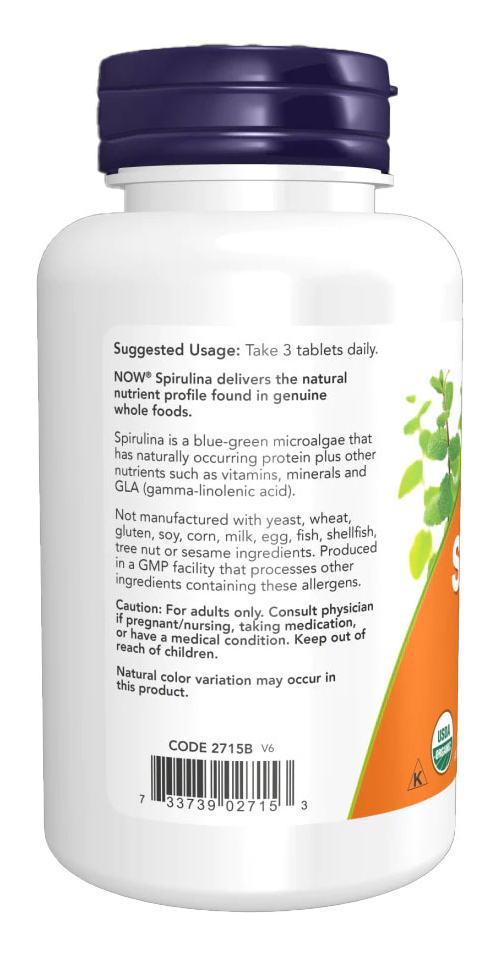 Spirulina 1000 Dupla Força Now Foods 120 Tabls Importado - Imagem 3