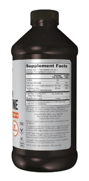 Now Foods L-carnitina 3000 Mg Sabor Cítrico De Força Tripla Sabor Cítrico - Imagem 3