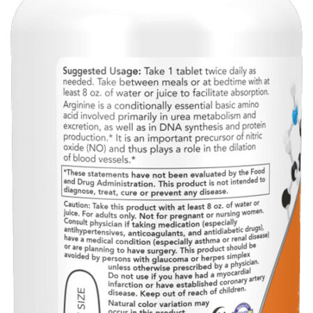 L-arginina 1000mg Now Foods L-arginine 120 Tablets 5un - Imagem 5
