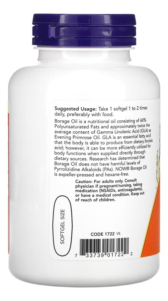 Óleo Borage 1000mg Now Foods Borragem 120soft Importado 3un - Imagem 4