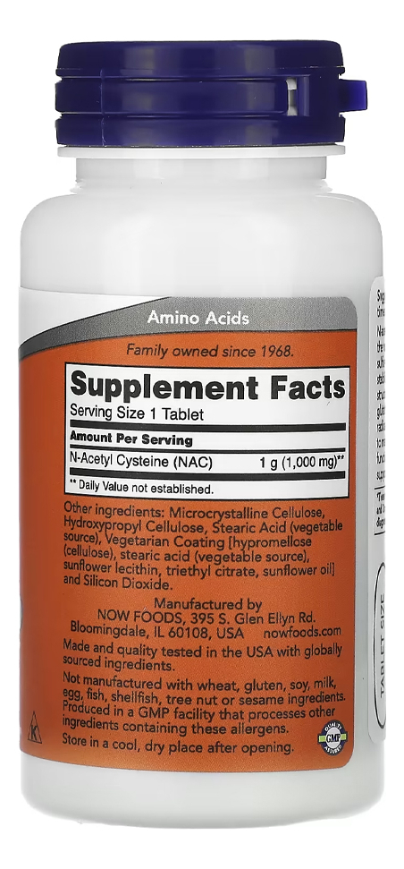 Nac N-acetil-cisteína 1000mg 60 Tabs Importado - Imagem 3
