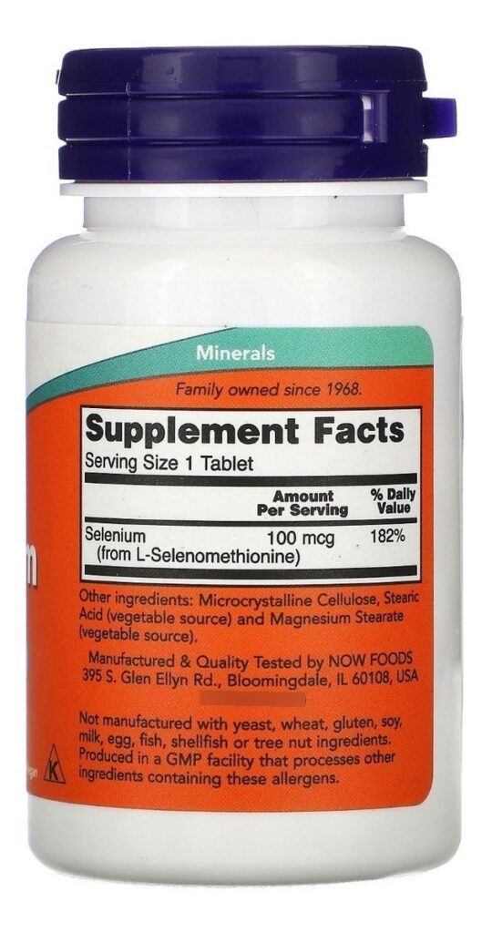 Selenium 100mcg 100 Tabletes Selênio - Now Foods Sabor Sem Sabor - Imagem 2