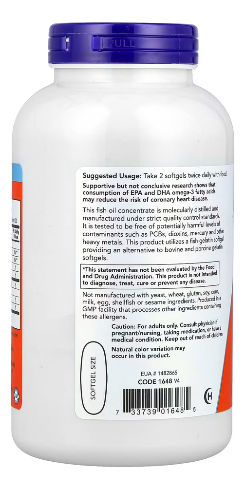 Ômega-3 1.000mg180/120 200caps Softgels Now Foods - Imagem 3