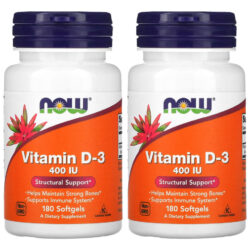 Vitamina D-3 Now Foods 400 Iu 180 Caps Softgels 2un