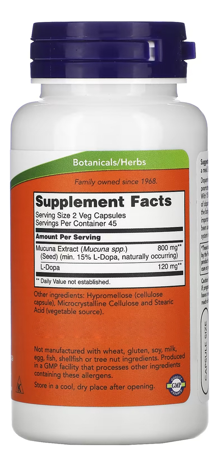 Now Foods Dopa Mucuna 90 Cápsulas Vegetarianas - Imagem 2