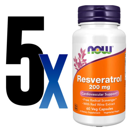 Resveratrol 200mg Now Foods Extrato Vinho Tinto 60caps 5un - Imagem 2