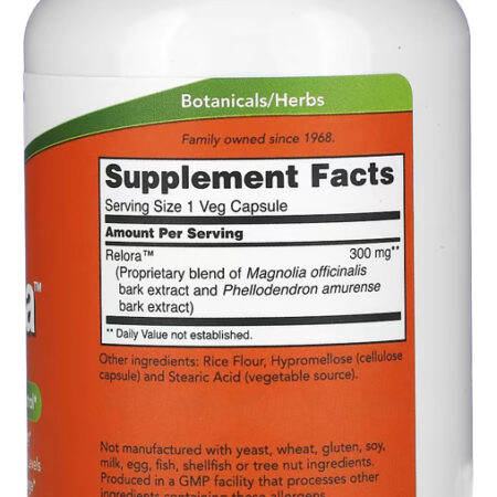 Relora Extracto 300mg Now Foods 120 Veg Cáps Importado 4un - Imagem 3
