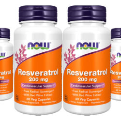 Resveratrol 200mg Now Foods Extrato Vinho Tinto 60caps 4un