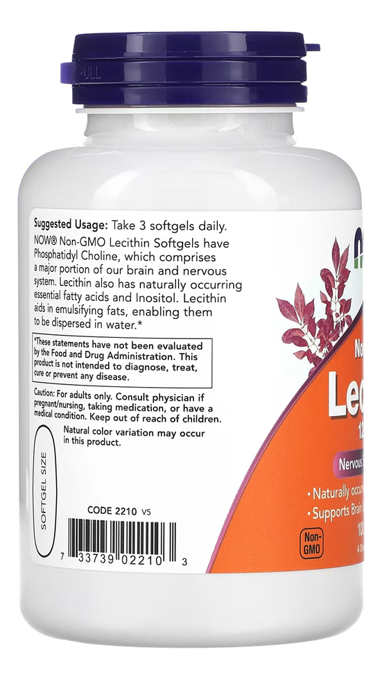 Now Lecitina Lecithin 1200mg 100cap Distribuidor Autorizado - Imagem 3