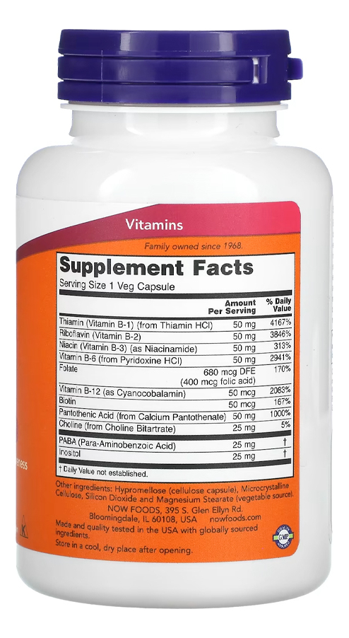 Vitamina B-50 Now Foods 100 Tablets + Porta Cápsulas - Imagem 3