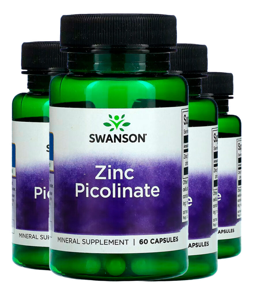 Picolinato De Zinco 22mg Swanson 60 Caps Importado 4un