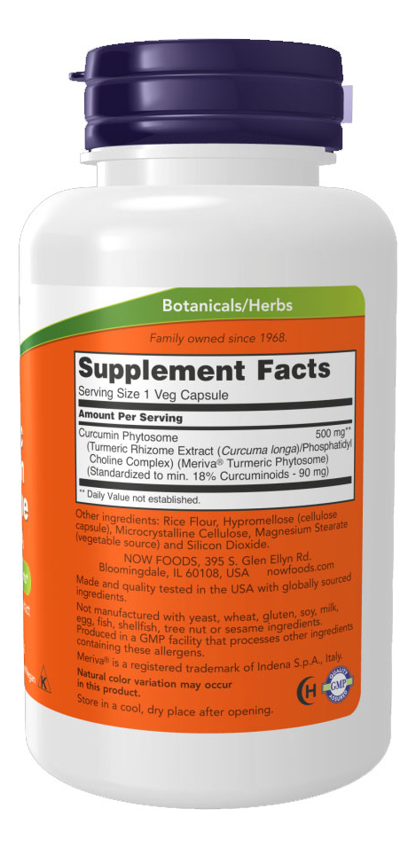 Curcumina Fitossomo 500mg Now Foods 60cáps Importado - Imagem 2