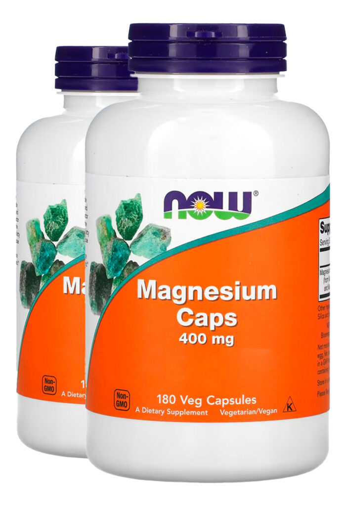 Magnésio Magnesium 400mg 180veg Cáps Importado 2un Now Foods