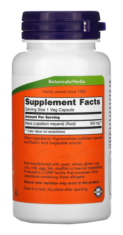 Maca Peruana 500mg Now Foods 100veg Caps 5un - Imagem 4