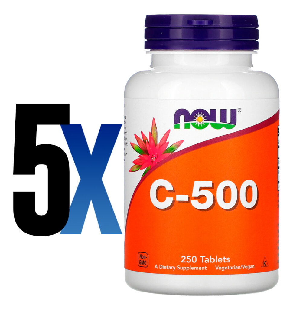 Vitamina C 500mg R. Mosqueta 250tab Importado 5un Now Foods - Imagem 2