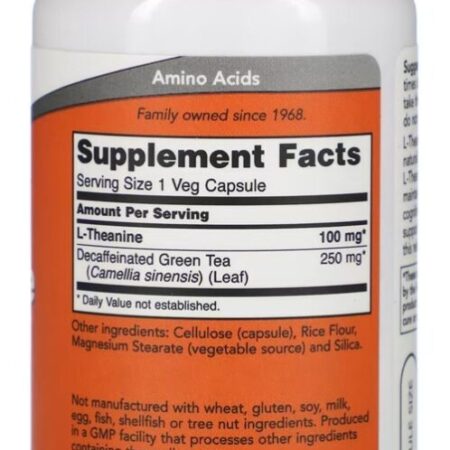 L-theanine Teanina 100mg Now Foods 90 Veg Caps Importado Eua - Imagem 2