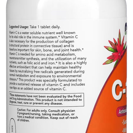 Vitamina C 1000mg+r. Mosqueta 250tab Importado 5un Now Foods - Imagem 4
