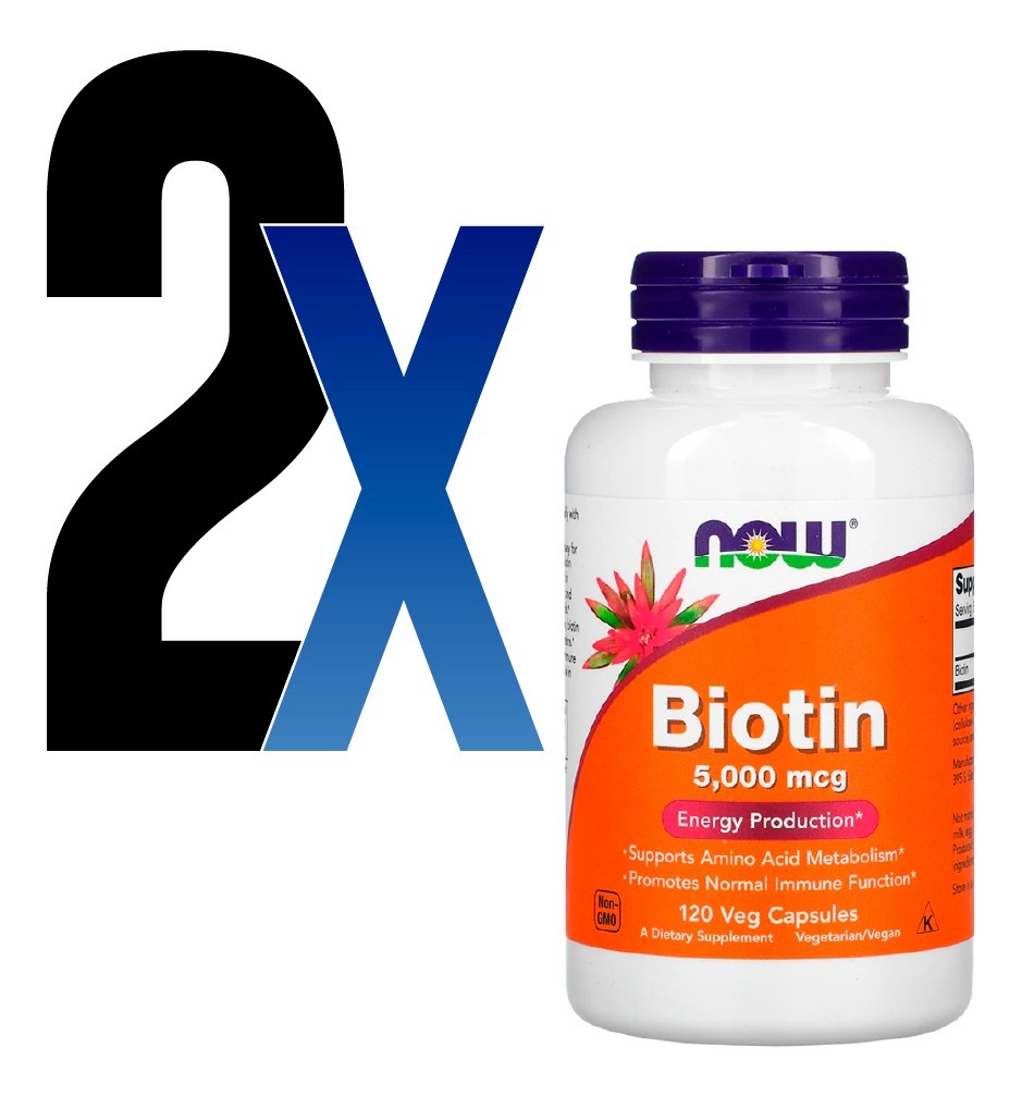 Biotina 5000mcg Now Foods 120veg Caps 2un - Imagem 2