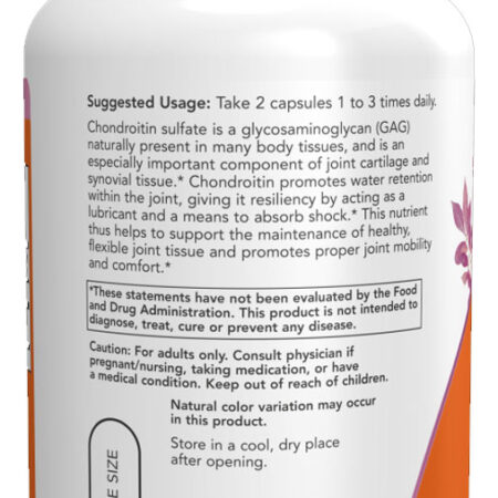 Sulfato Condroitina 600mg Now Foods 120cáps Importado 3un - Imagem 4