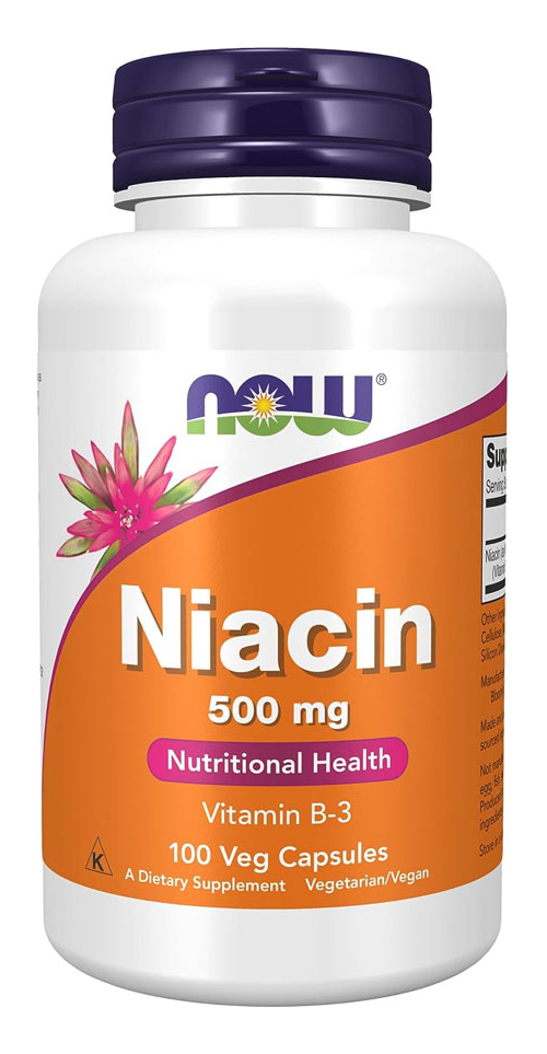 Niacina Vitamina B-3 500mg Now Foods Niacin 100 Veg Caps 3un - Imagem 3