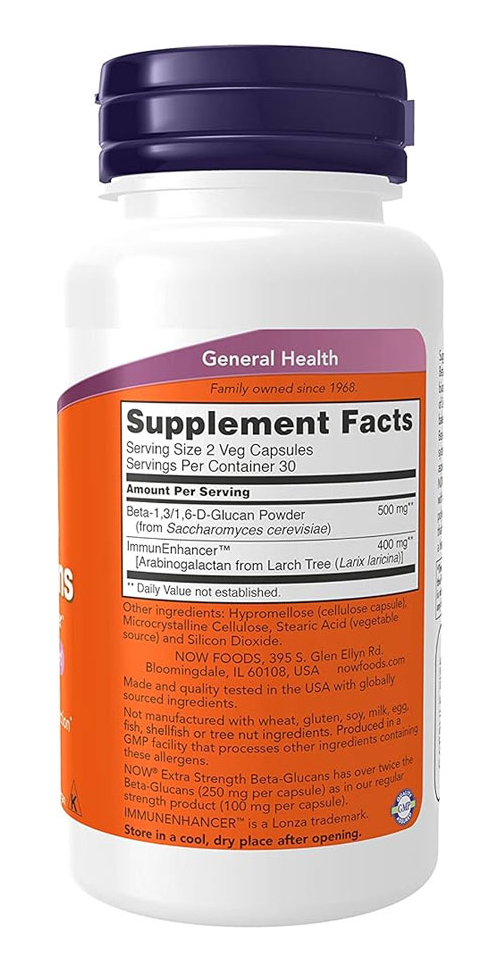 Beta-glucanos 1,3/1,6 Now Foods Beta-glucans 60veg Caps - Imagem 2
