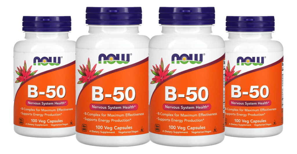 Vitamina B-50 Now Foods Vitaminas Complexo B 100veg Caps 4un