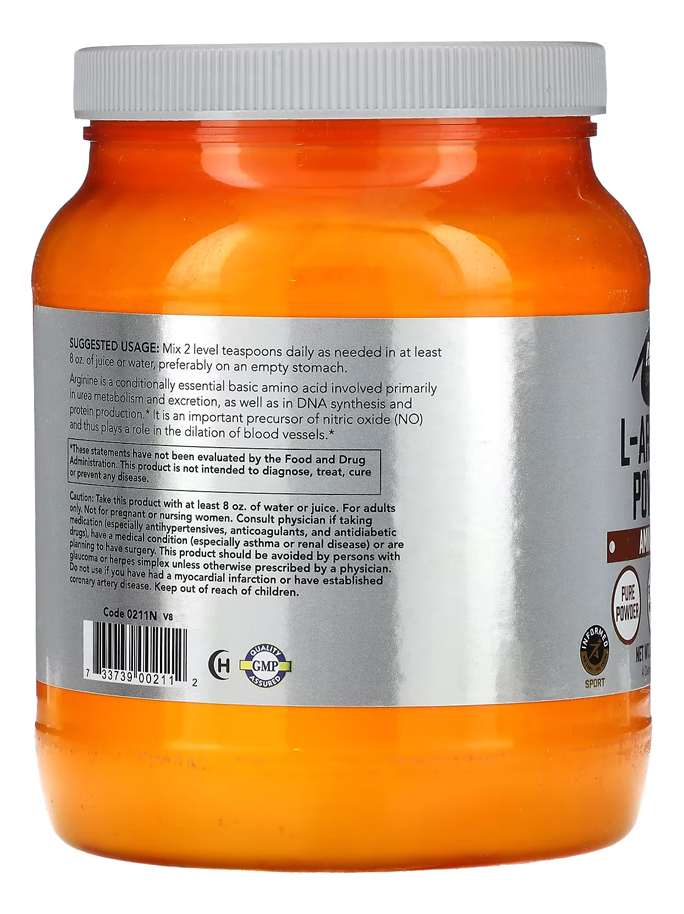 L-arginina Em Pó Now Foods Sports 1kg + Porta Cápsulas - Imagem 3
