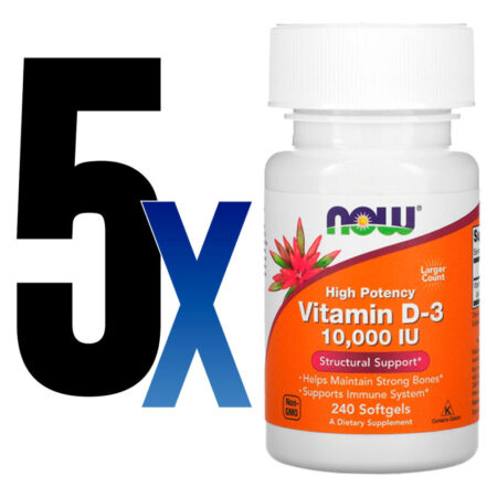 Now Foods Vitamina D3 250mcg Alta Potência 240 Softgels 5un - Imagem 2