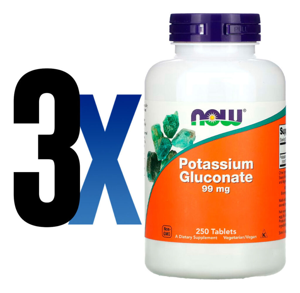 Gluconato Potássio 99mg Now Foods 250 Tabs Importado 3un - Imagem 2