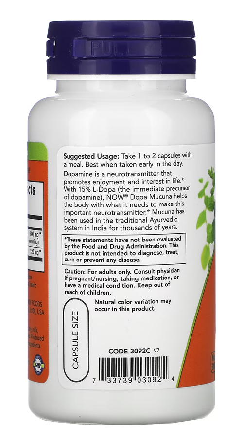 Dopa Mucuna Now Foods 90 Cápsulas Vegetarianas 3un - Imagem 5