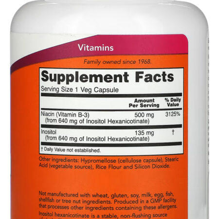 Niacina 500 Mg Força Dupla Now Foods 90cáps Importado 5un - Imagem 3